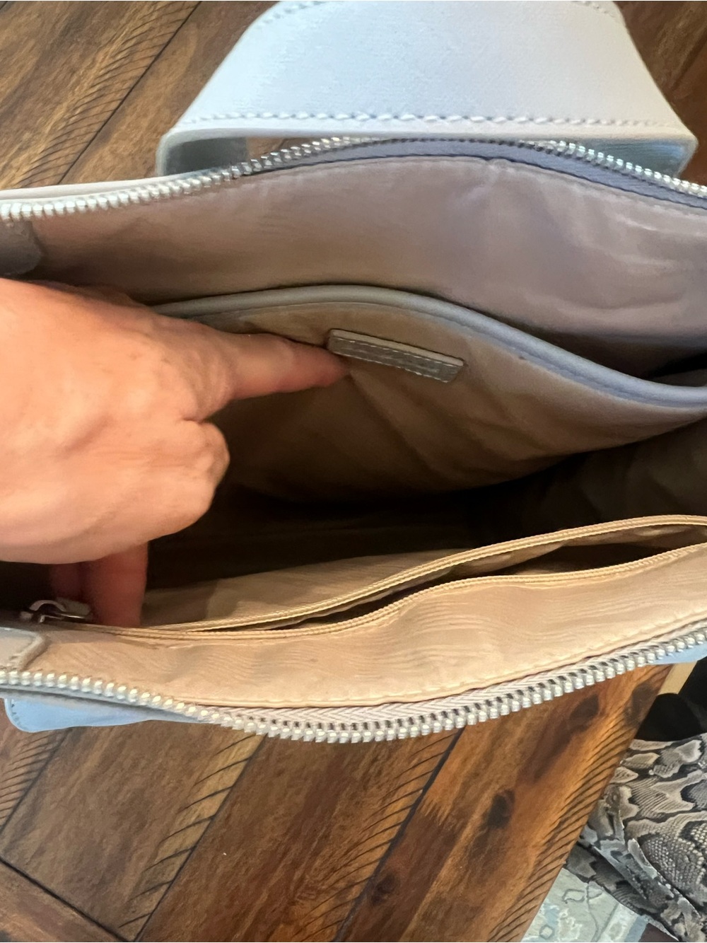 Samsonite Light Gray Structured Leather Backpack - Picture 6 of 12